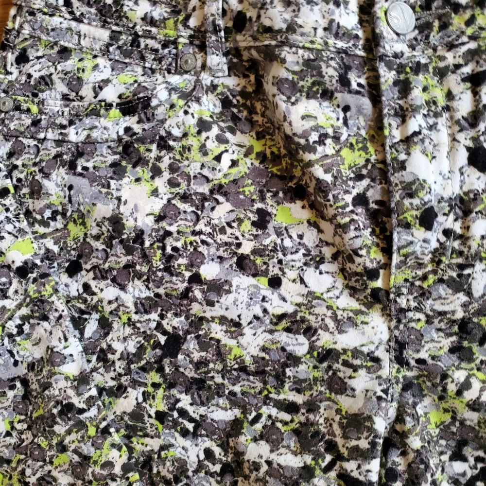 Simply Vera Vera Wang Abstract Splatter Print Slim Pants Black White Lime 14 - Picture 5 of 11